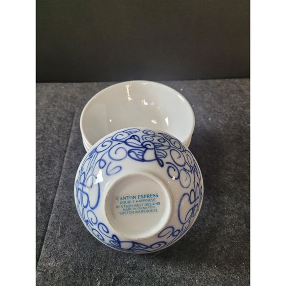 Vintage Boston Warehouse Canton Express Double Happiness 4 Soup Bowls - Picture 5 of 5